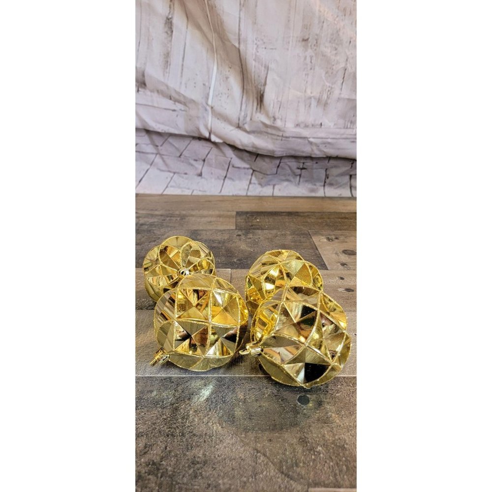 Gold colored glittery ball ornament Xmas holiday t